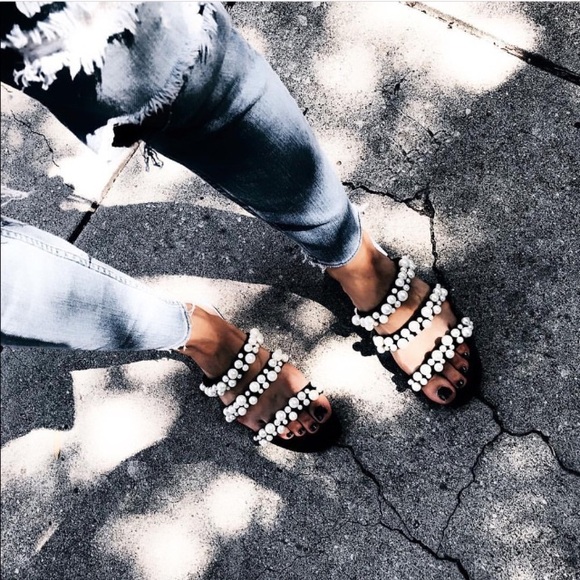 Zara Pearl Strappy Sandals - Picture 1 of 8
